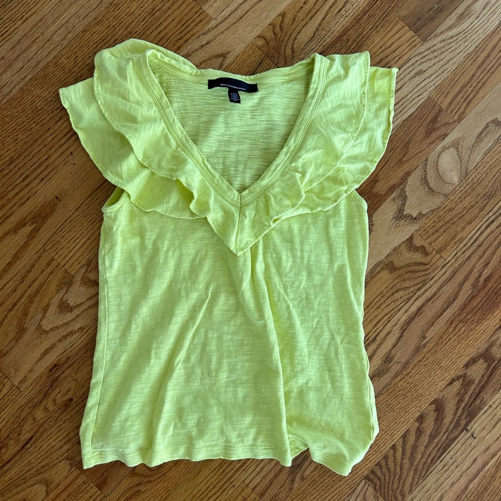 White House Black Market Yellow Flutter Sleeve Tank